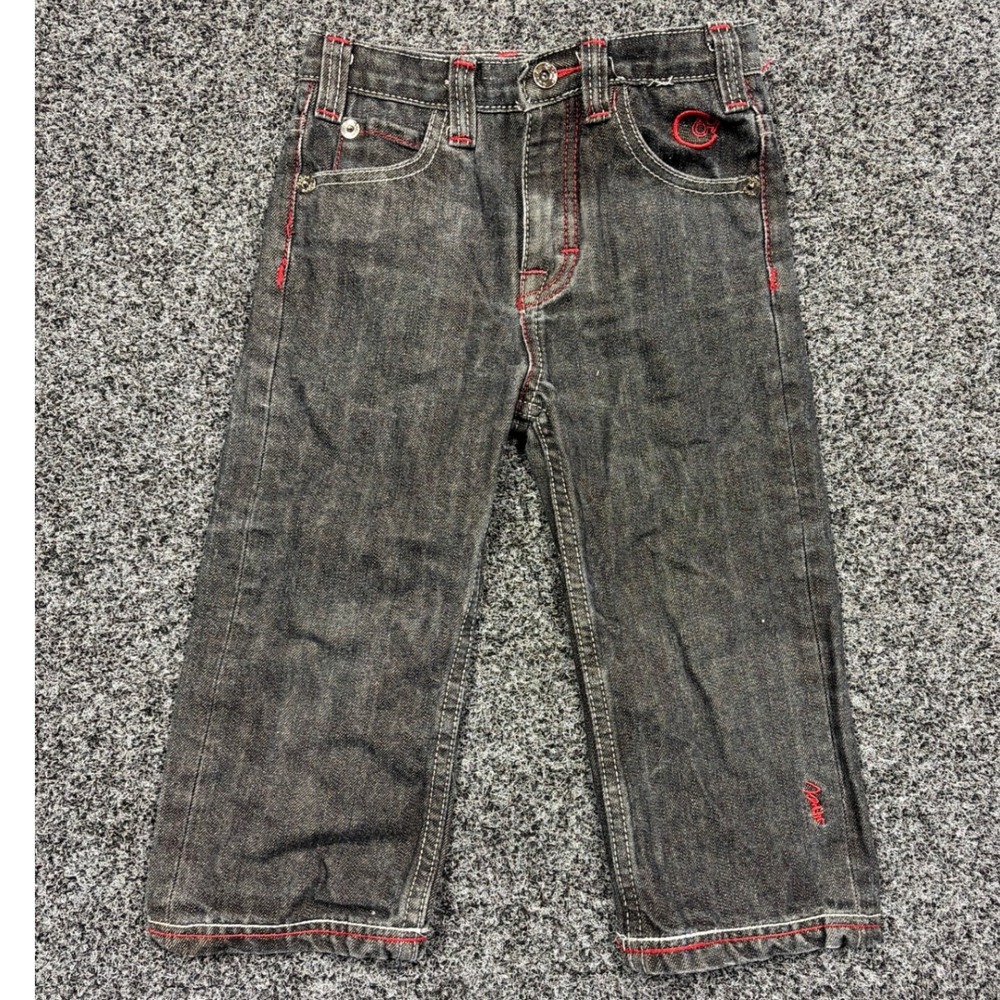 Coogi Jeans Boys 4T Black Red Contrast Stitch Embroidered Logo Y2K Streetwear